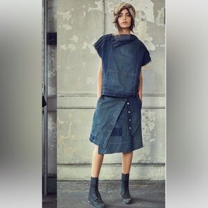 Gary Graham denim pull over top with cowl neck